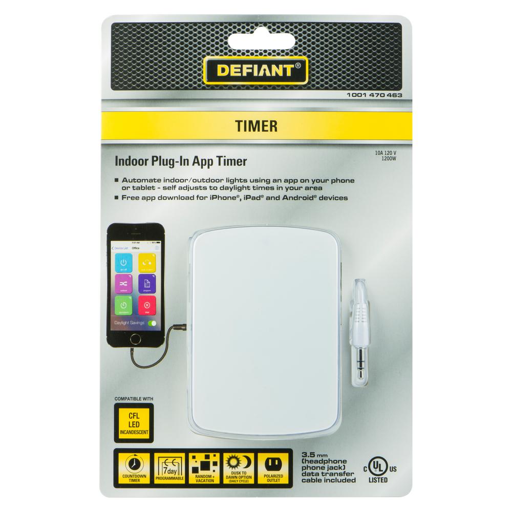 Defiant Programmable Digital Plugin Indoor Corded App Timer White 10Amp