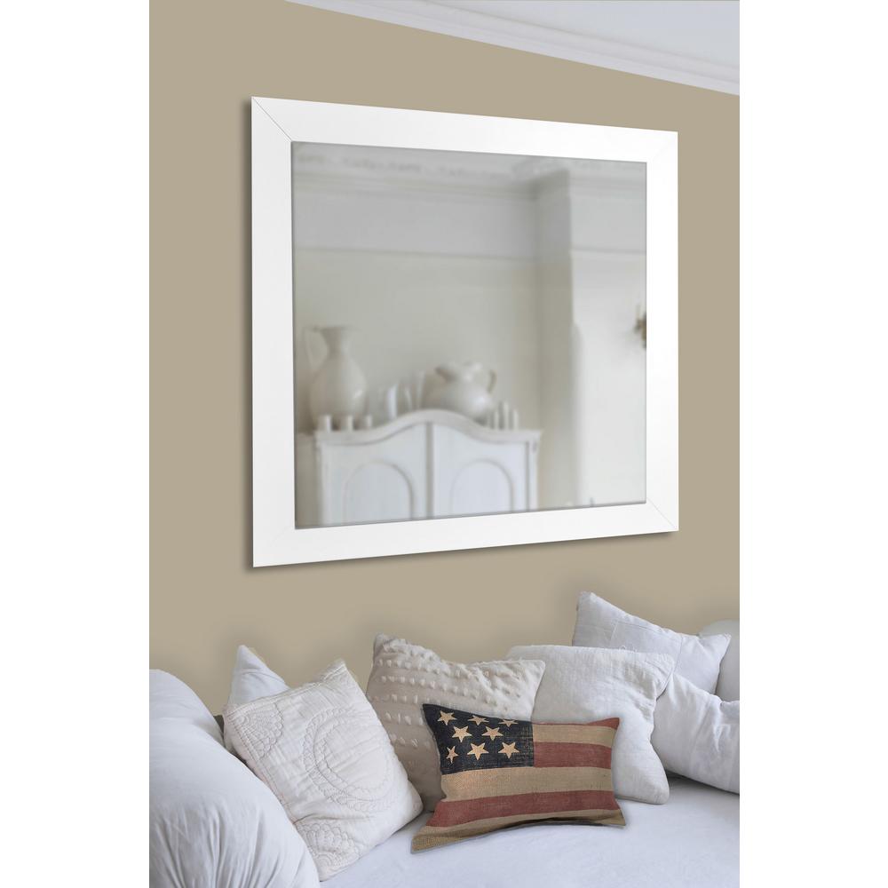 48 In X 36 White Satin Wide Non Beveled Vanity Wall Mirror Non Beveled Vanity Wall Mirror