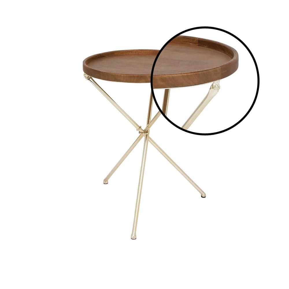 Brown Wood And Iron Silver Round Tray Accent Table