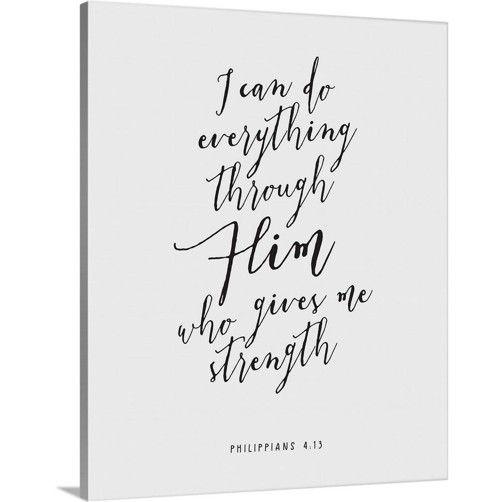 Greatbigcanvas Philippians 4 13 Scripture Art In Black And White By Inner Circle Canvas Wall Art 2435255 24 16x20 The Home Depot