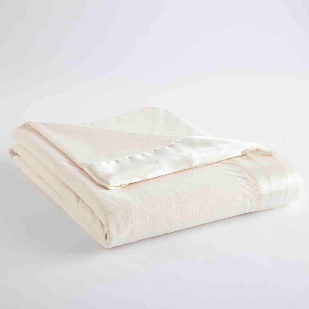 Micro Flannel Full Queen Ivory Year Round Polyester Sheet Blanket