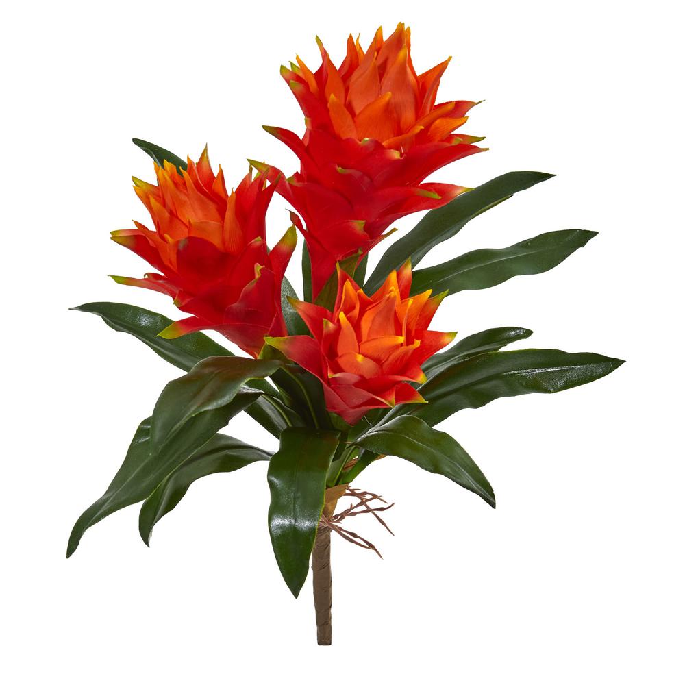 Nearly Natural Indoor 16 Double Bromeliad Artificial Flower Set