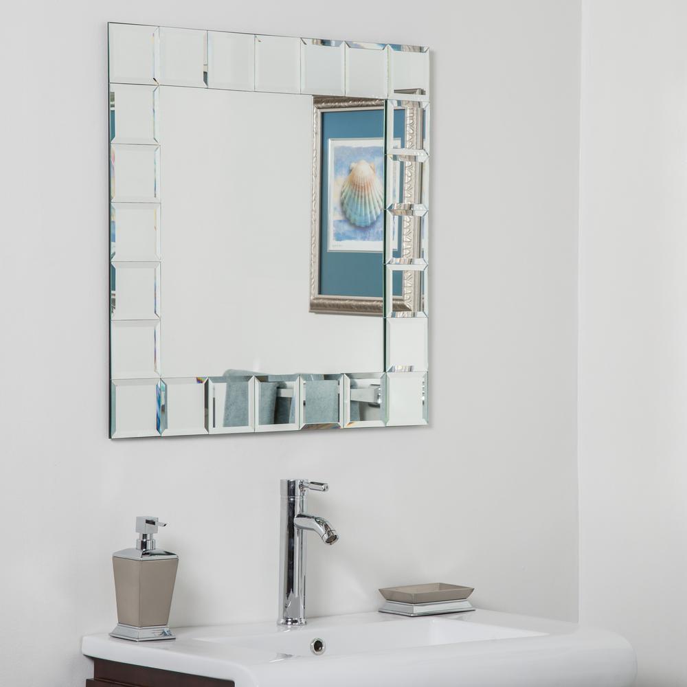 Decor Wonderland 28 In W X 28 In H Frameless Square Beveled Edge Bathroom Vanity Mirror In Silver Dwsm414 1s The Home Depot