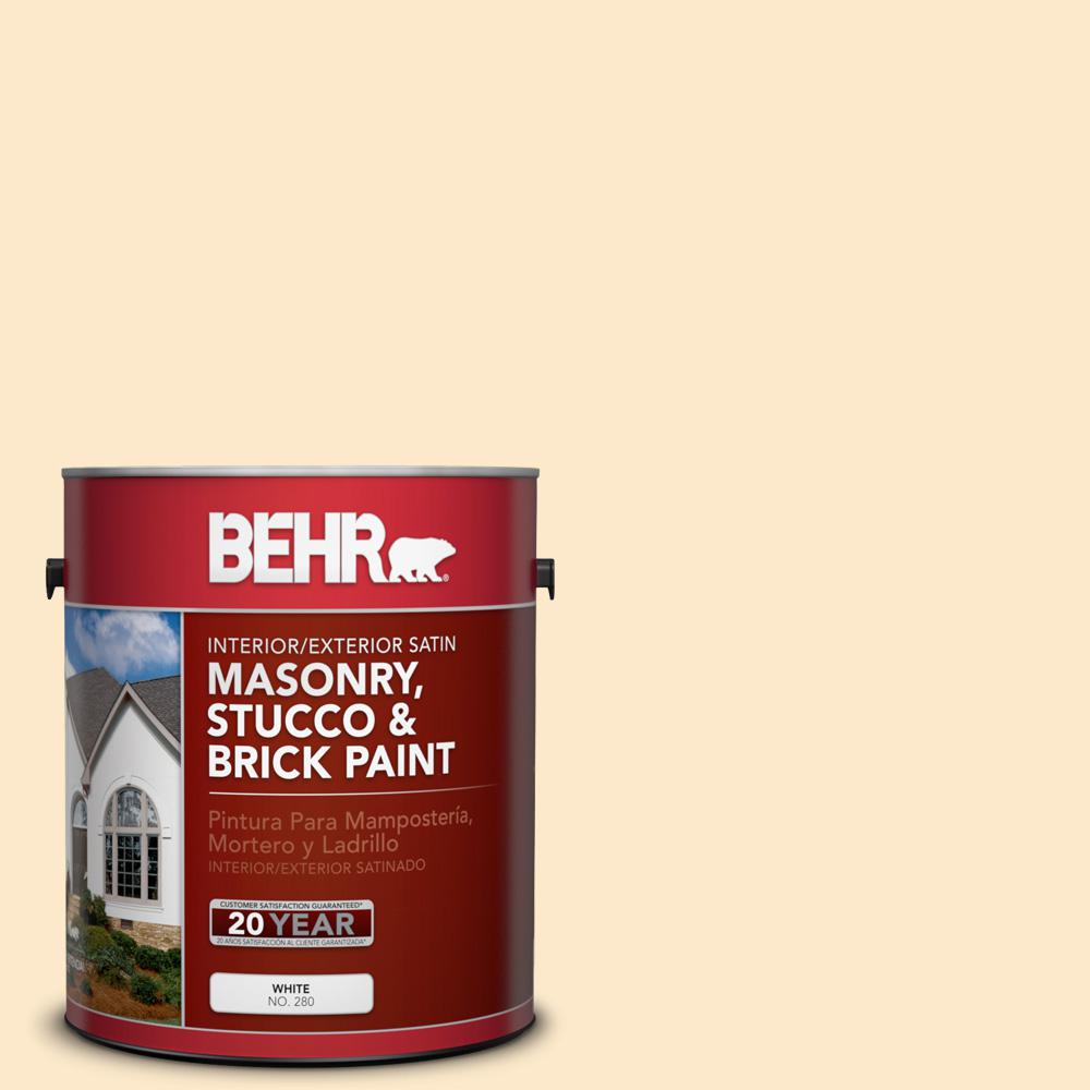 BEHR 1 gal. YLW2 Spanish Lace Satin Interior/Exterior Masonry, Stucco and Brick Paint28001