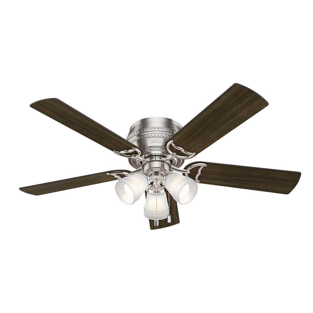Hunter Prim 52 in. LED Indoor 3Light Brushed Nickel Ceiling Fan53387