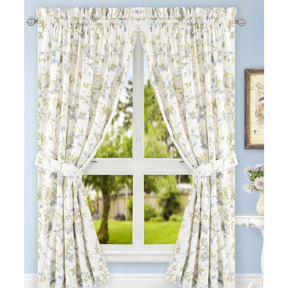 Abigail Porcelain Polyester Cotton Tailored Pair Curtains With