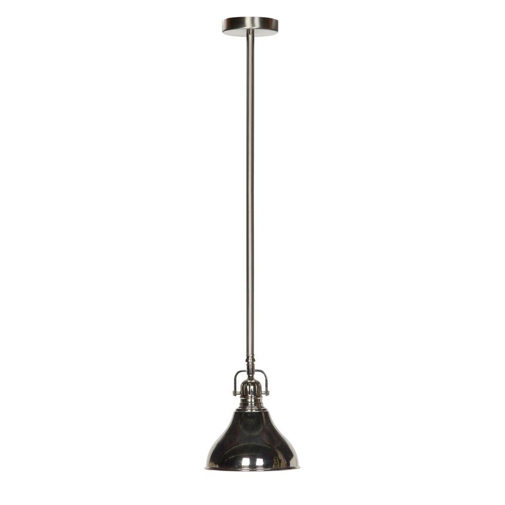 Globe Electric 1-Light Brushed Steel Mini Pendant-65008 - The Home Depot