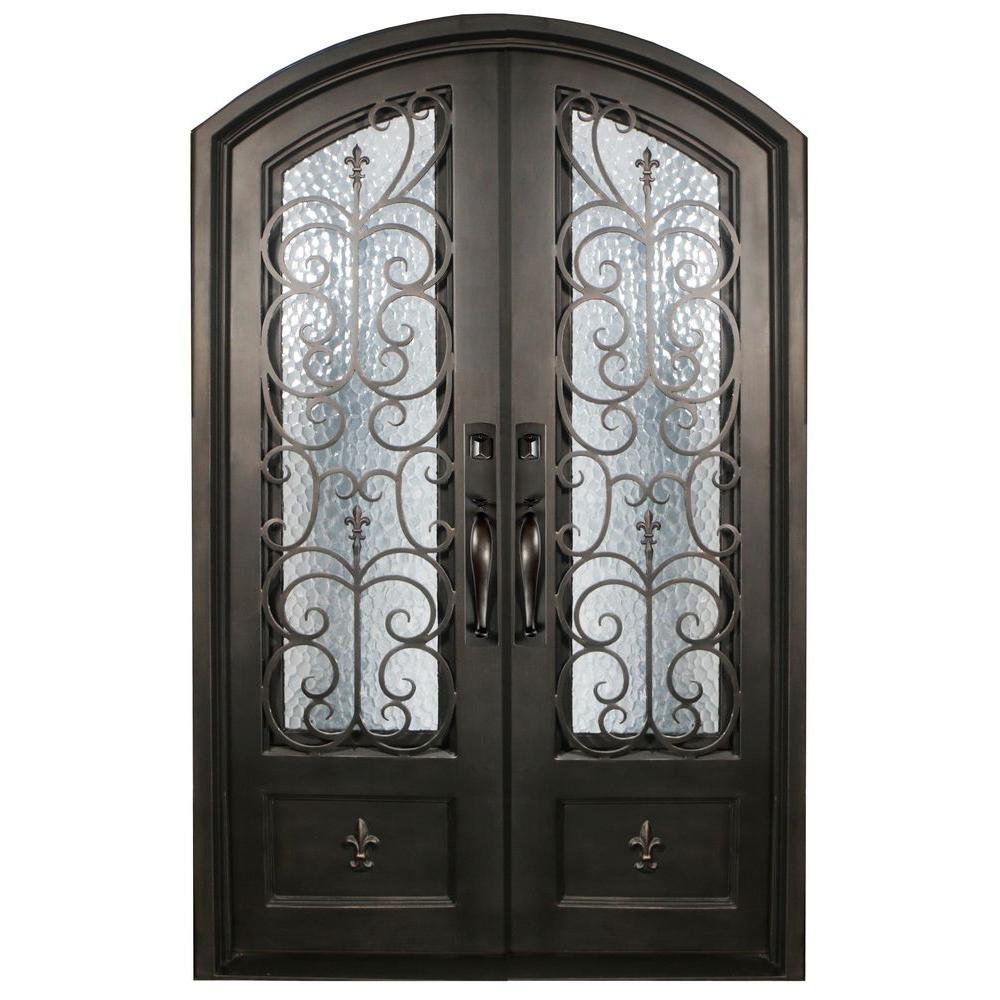 Double Door Front Doors Exterior The Home Depot 62 In X 97 5 Orleans Clic 3 4 Lite Painted Oil Rubbed