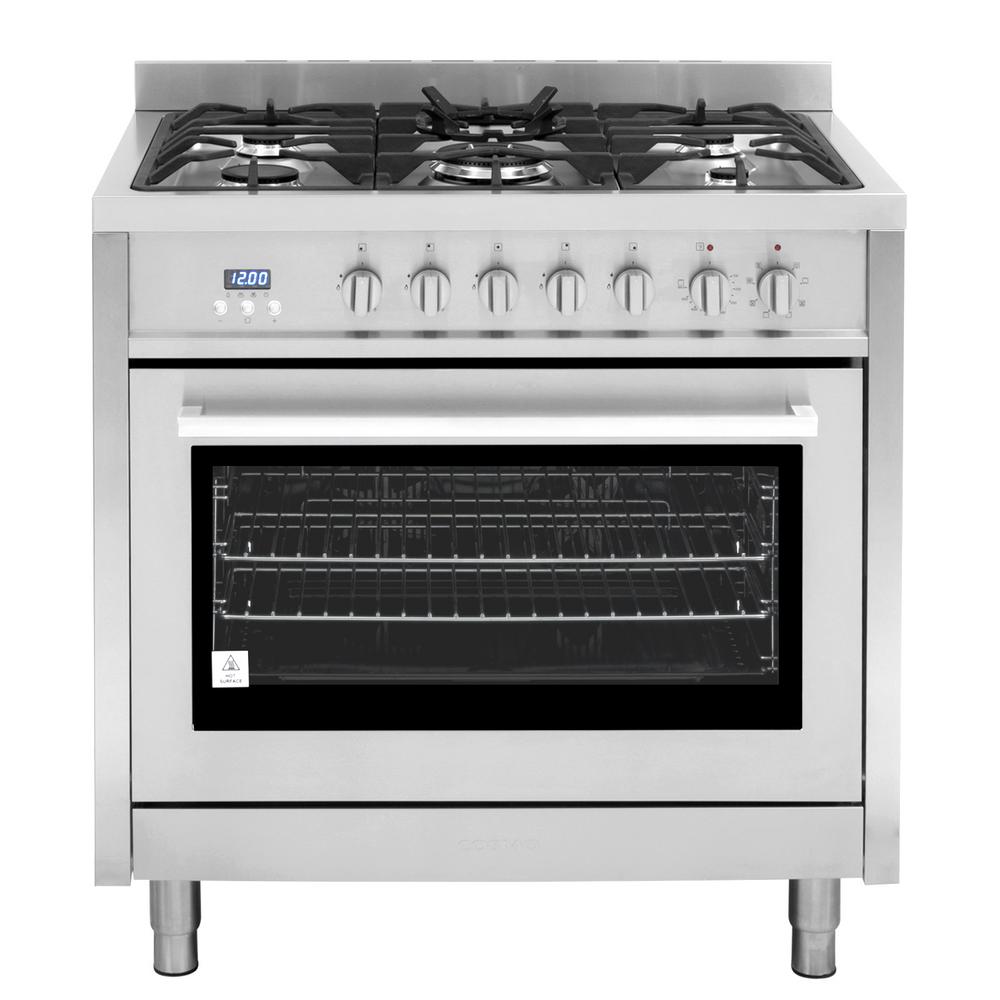 Ancona Gourmet 36 In 3 8 Cu Ft Freestanding Electric Convection Single Oven Dual Fuel Range