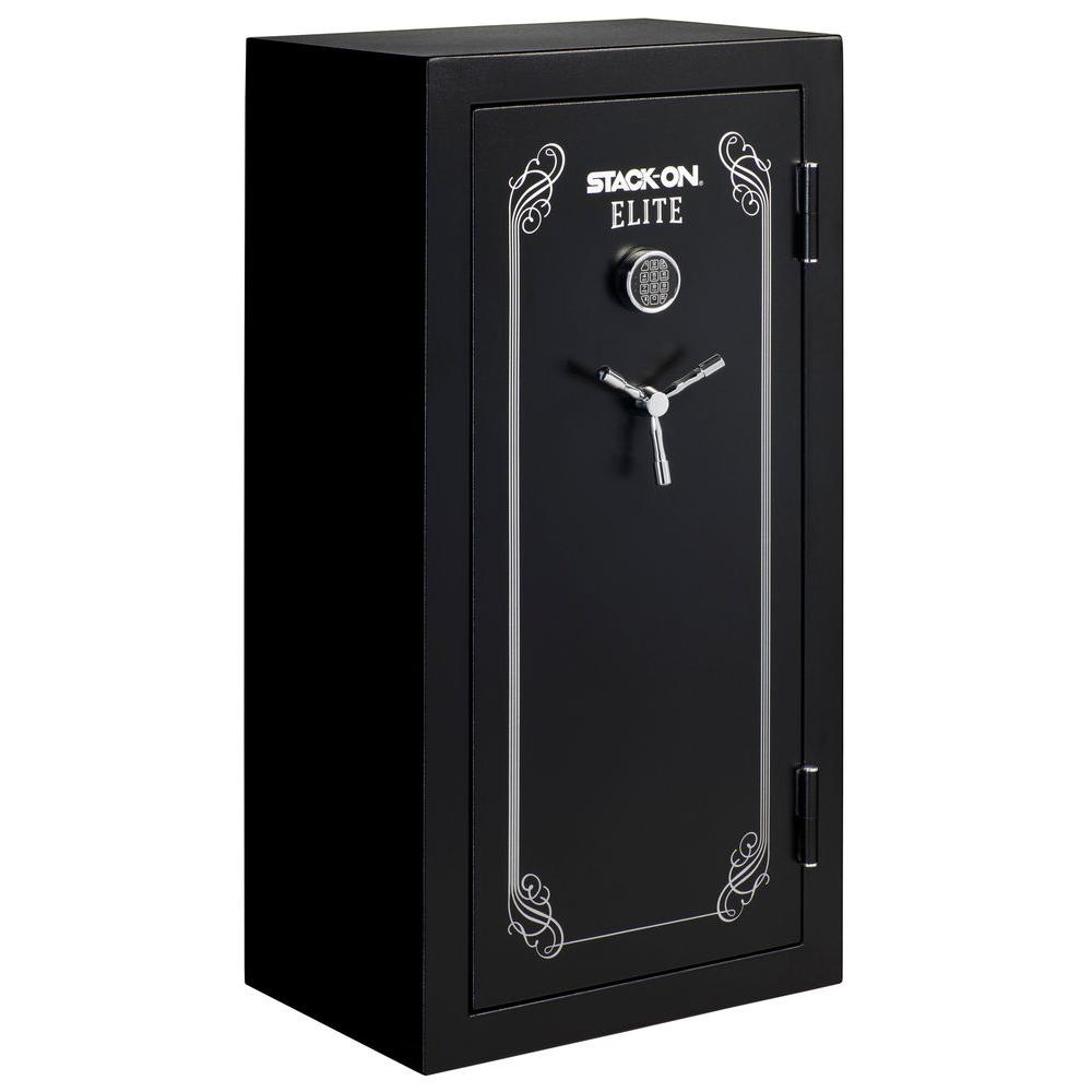 Stack On Elite 30 Gun Fireproof Safe With Electronic Lock Black E18 30 Mb E S The Home Depot