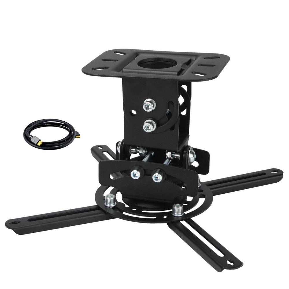 Megamounts Low Profile Universal Ceiling Mount For Projectors With Hdmi Cable In Black