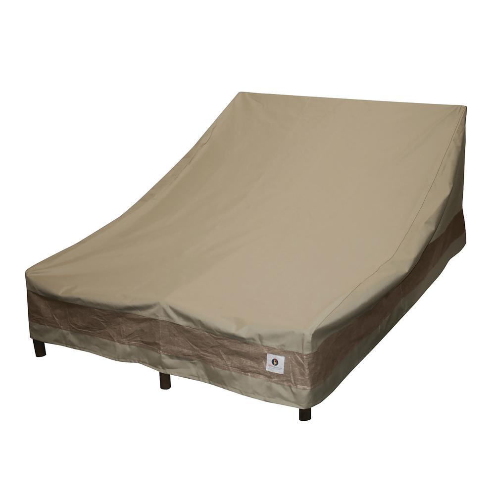 Duck Covers Elegant 82 In Tan Double Chaise Lounge Cover Lce825732 Tan Double Chaise Lounge Cover