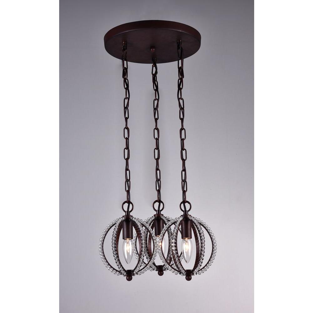 Crystal Mid Century Modern Chandeliers Lighting The Home Depot Olivia 3 Light Bronze Indoor Crystal Chandelier With Shade