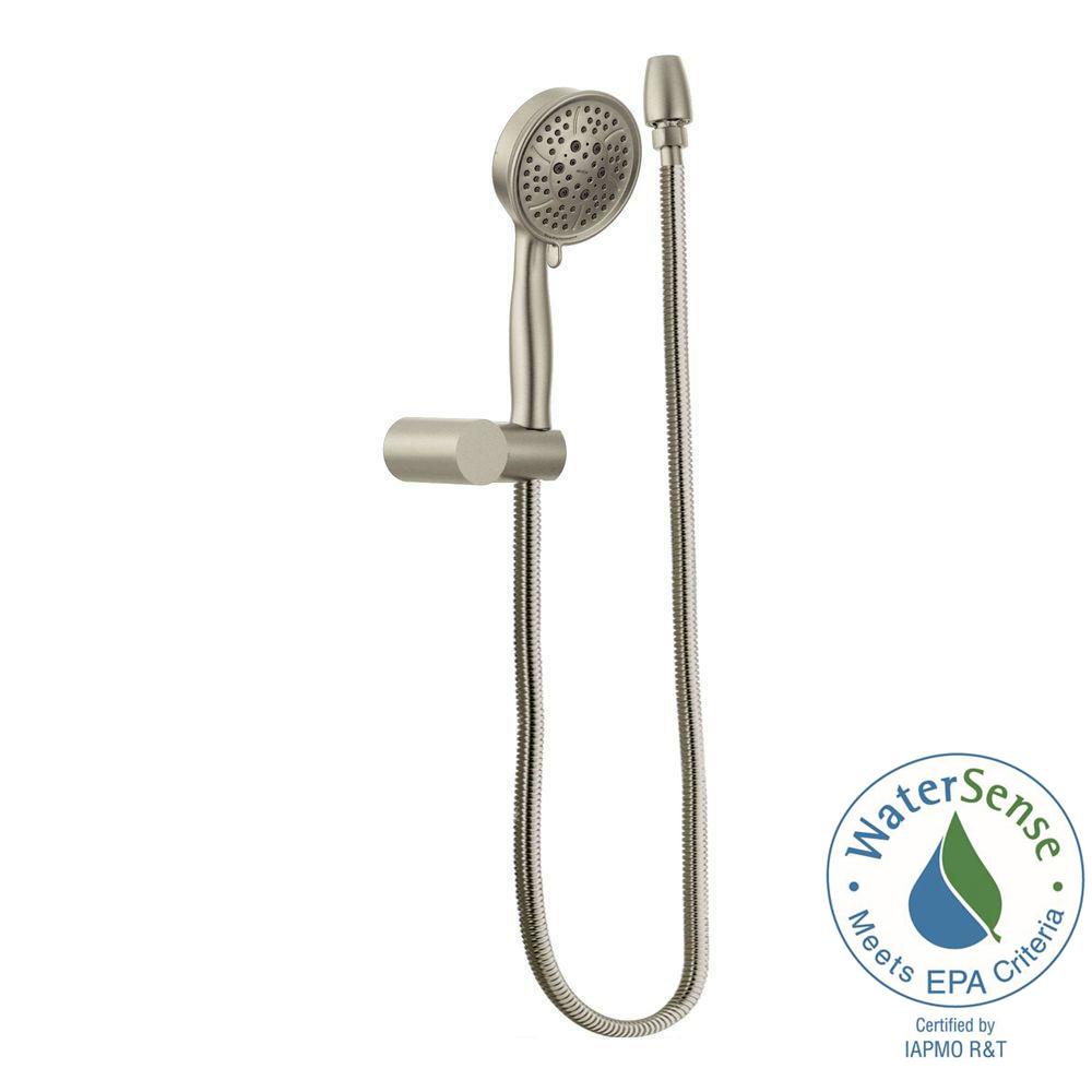 Moen 4 Spray Eco Performance Handheld Handshower With Wall Bracket Moen 4 Spray Eco Performance Handheld Handshower With Wall Bracket In Brushed Nickel