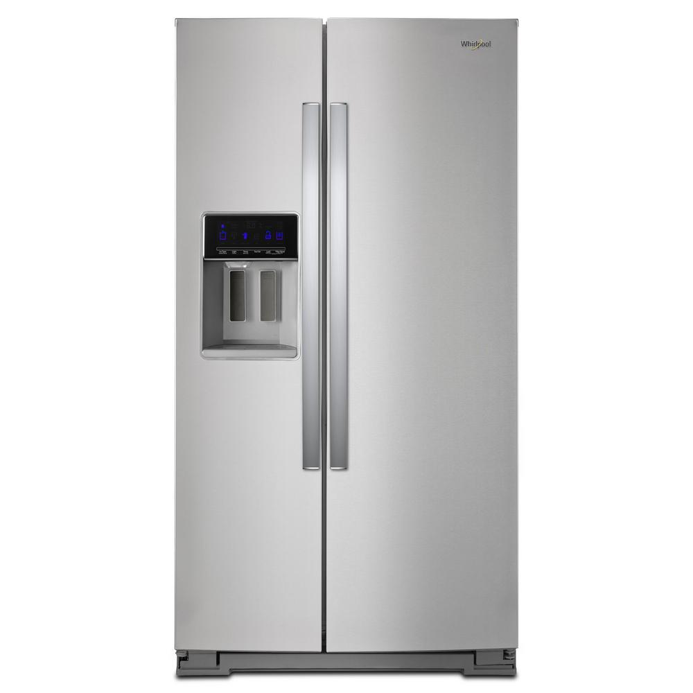 Whirlpool 28 Cu Ft Side By Side Refrigerator In Fingerprint Resistant   Fingerprint Resistant Stainless Steel Whirlpool Side By Side Refrigerators Wrs588fihz 64 1000 