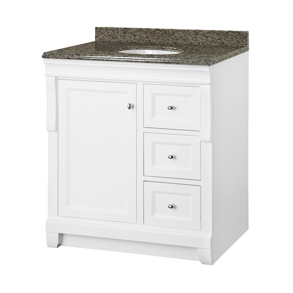 Foremost Naples 31 in. W x 22 in. D Vanity in White with Granite Vanity