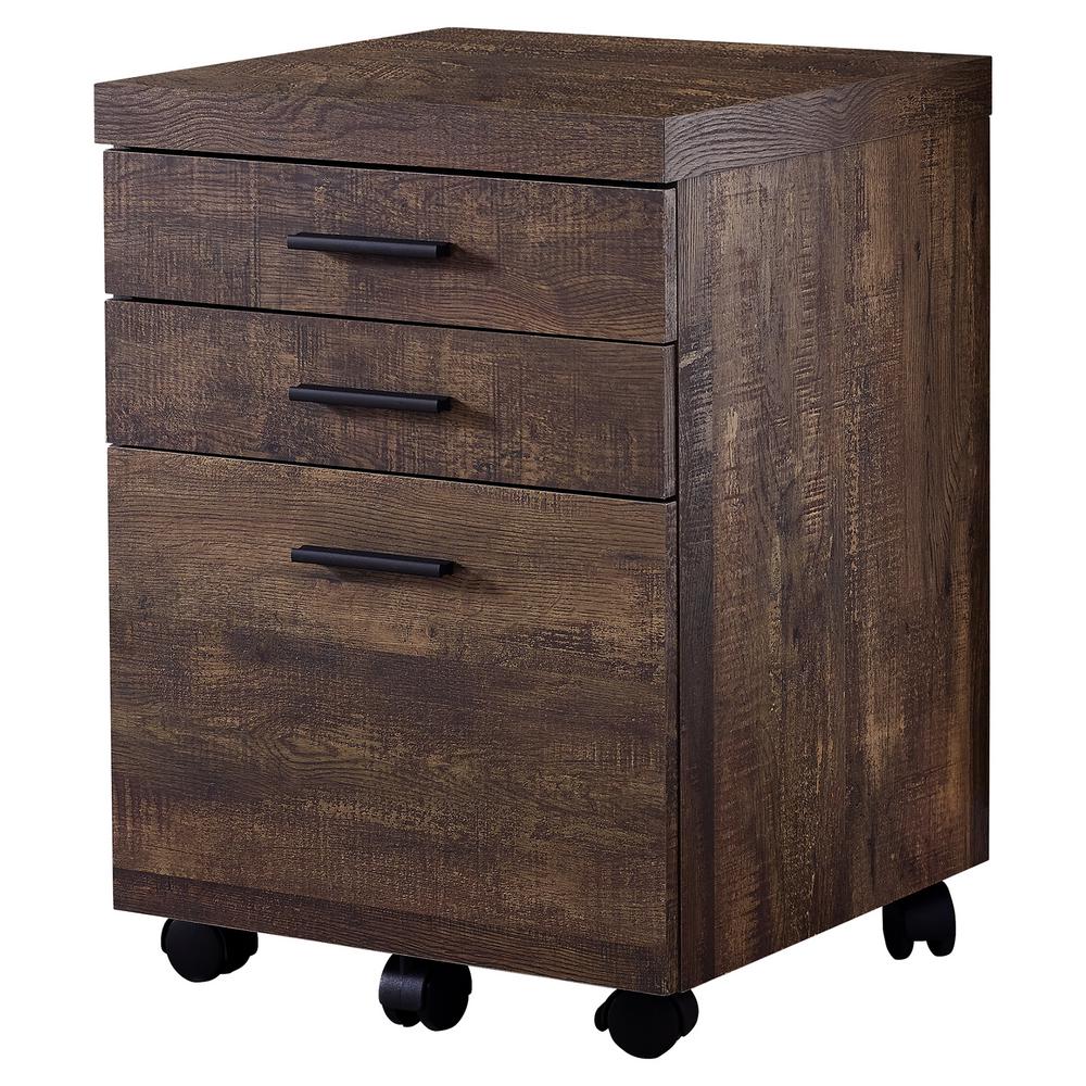 Brown Reclaimed Wood Filing Cabinet on Castors With 3 Drawers-HD7400 ...