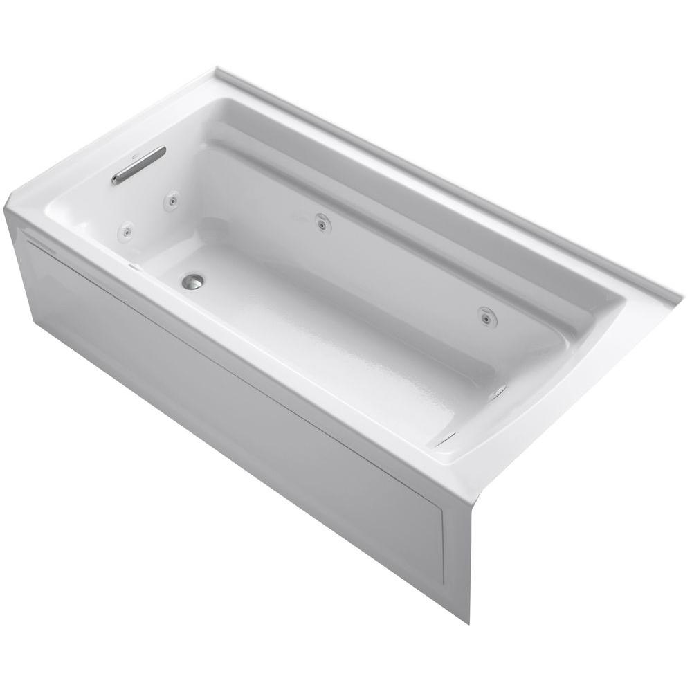 Kohler Archer 6 ft. Acrylic Left Drain Rectangular Alcove Whirlpool Bathtub in... by KOHLER