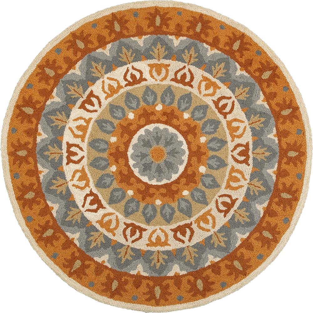 LR Resources Dazzle Gray/Rust 6 ft. x 6 ft. Indoor Round Area Rug