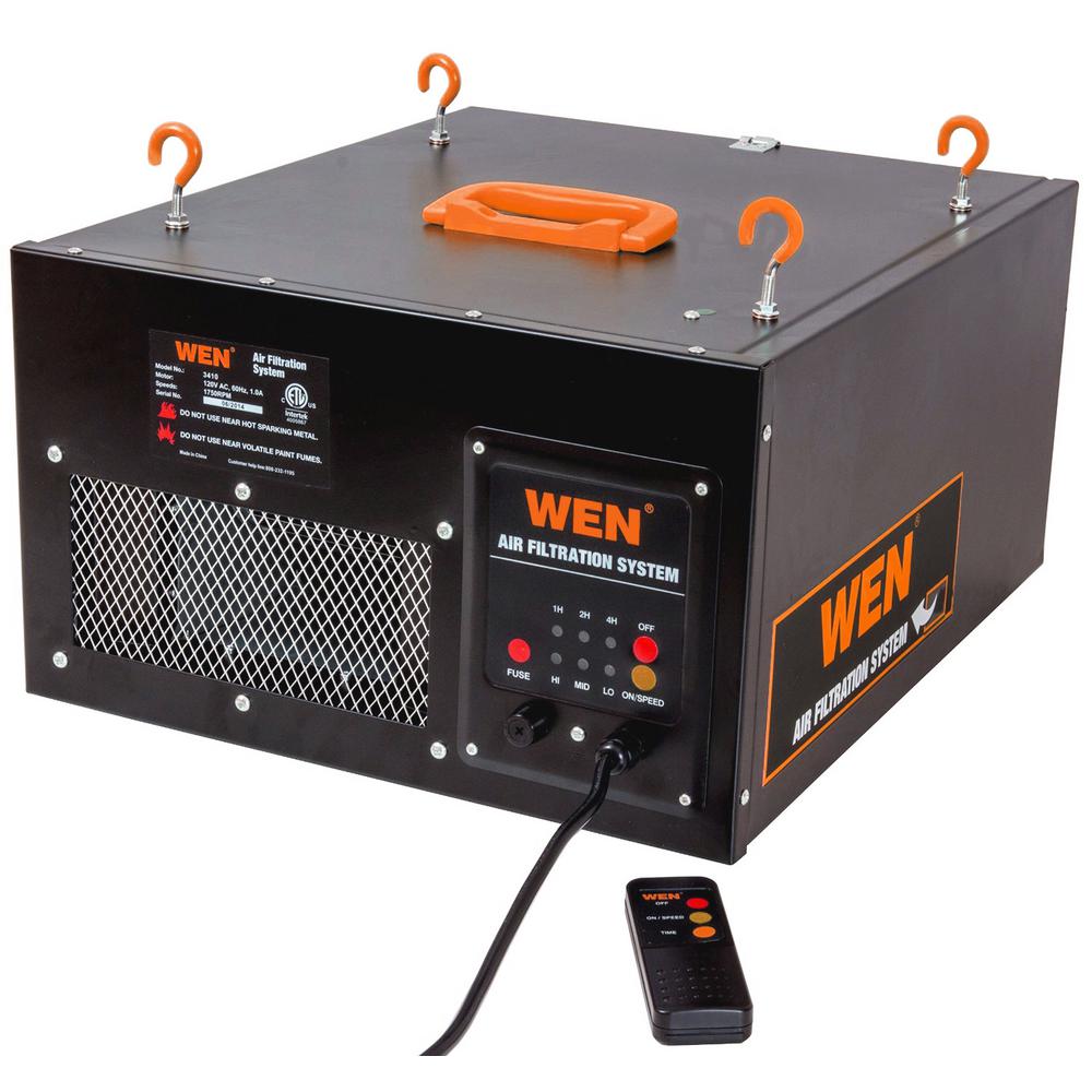 WEN Air Filtration System 3-Spd Remote-Control led Removes Filter Dust