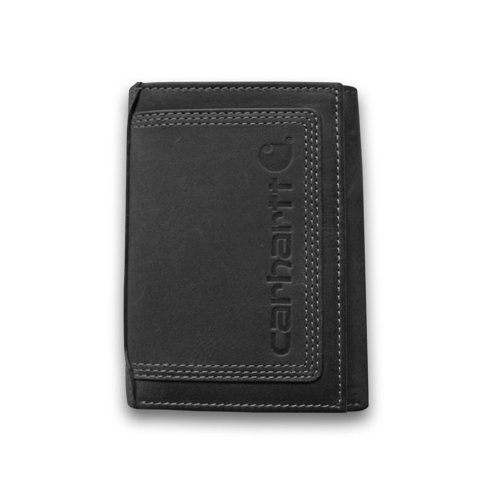 Carhartt Mens Leather Black Detroit Trifold Wallet-CH-62244-001 - The Home Depot