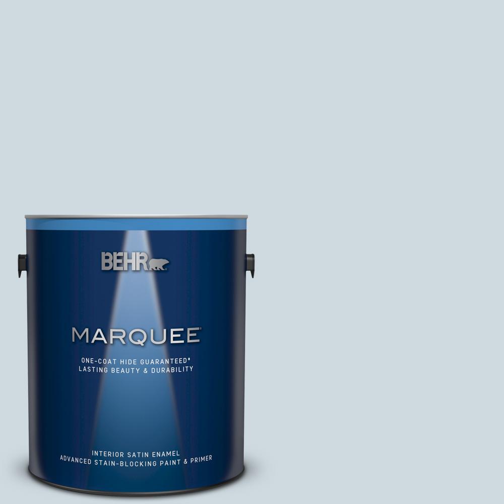 Behr Marquee 1 Gal Mq3 57 Siberian Ice One Coat Hide Satin Enamel Interior Paint And Primer In One