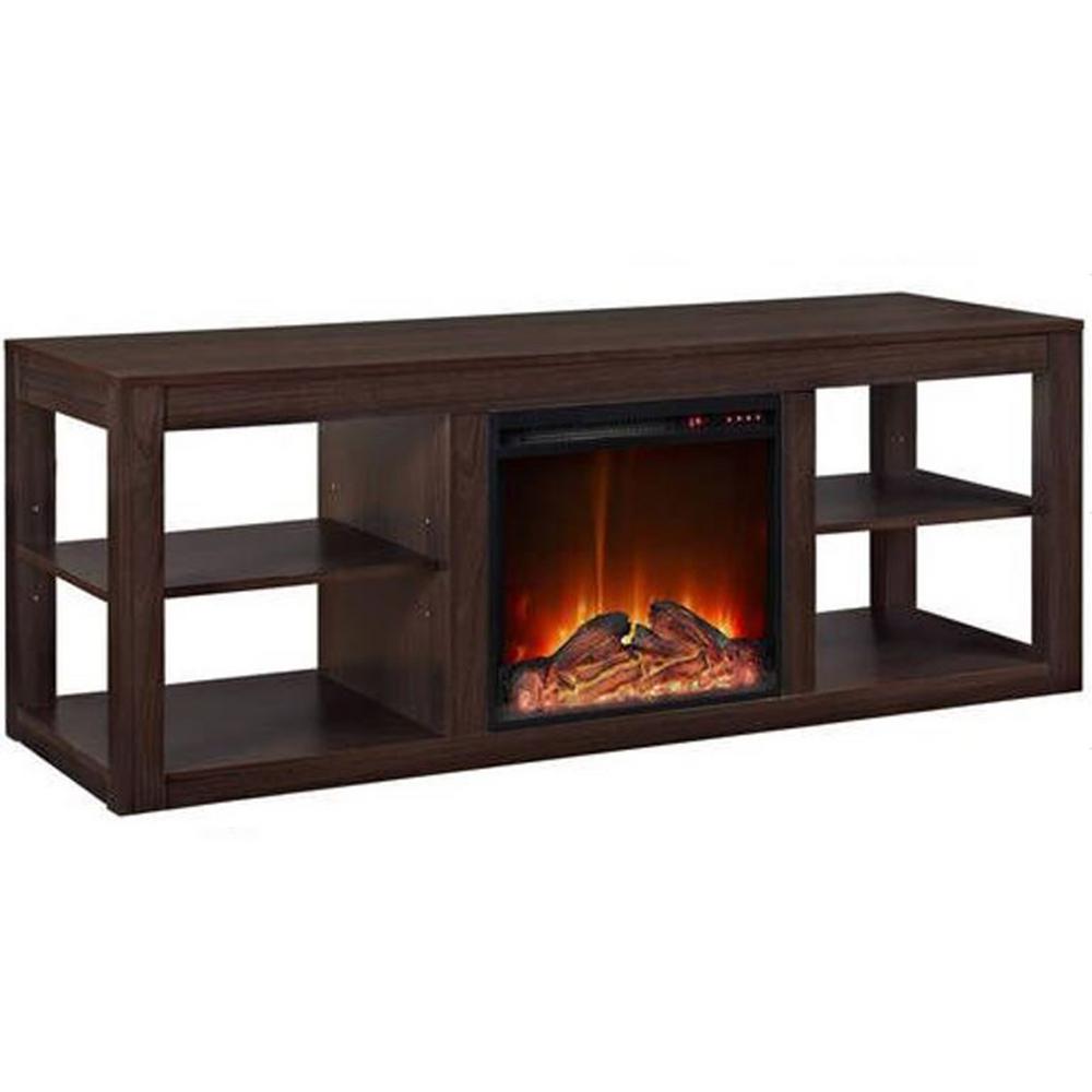 19 In Wide Electric Fireplace Insert And Lightbrown Cabinet Fpc12