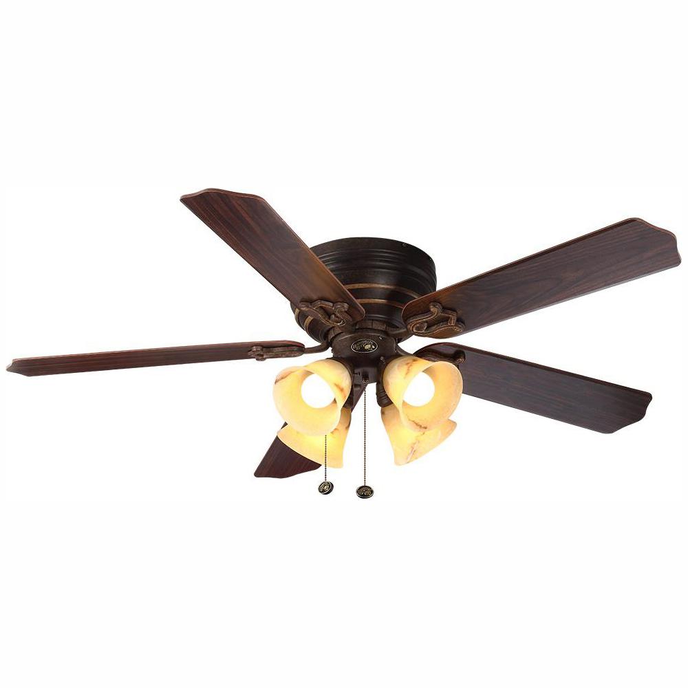 Black Hampton Bay Flush Mount Ceiling Fans Lighting The