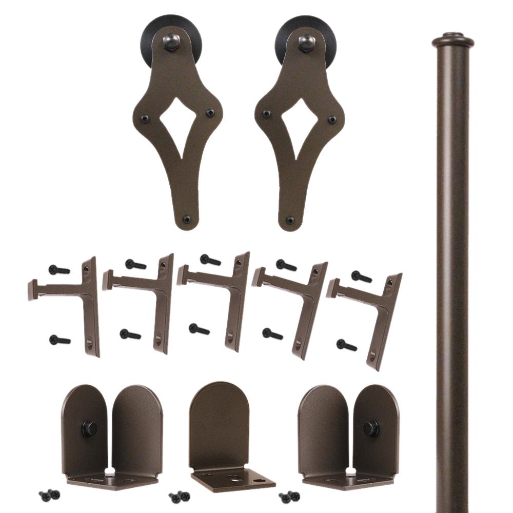 Quiet Glide 96 in. PalmLeis Satin Nickel Rolling Door Hardware Kit