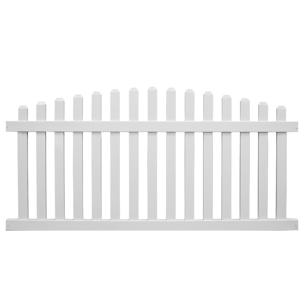 Weatherables Richmond 4 Ft H X 6 Ft W White Vinyl Picket Fence Panel Kit Pwpi 3nrsc 4x6 The Home Depot