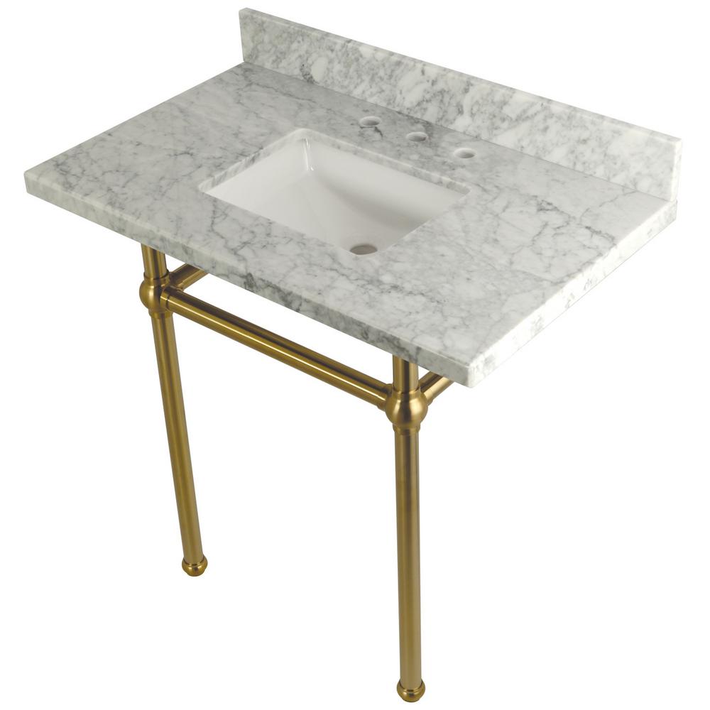 Kingston Brass Square Sink Washstand 36 in. Console Table in Carrara