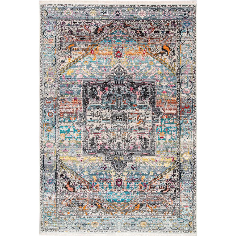 Nuloom Vintage Harriet Medallion Fringe Multi 6 Ft 7 In X 9 4 Area Rug