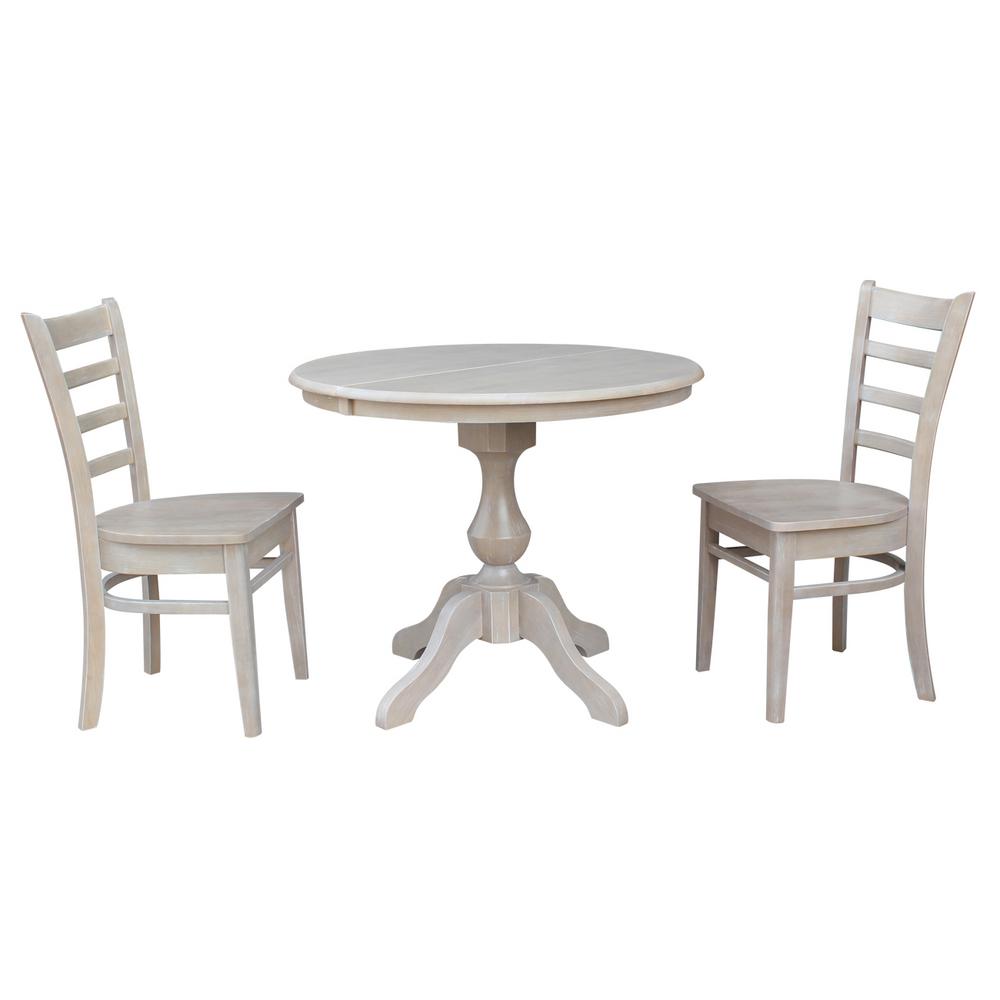 International Concepts Sophia 3 Piece Oval Weathered Gray Dining Set International Concepts Sophia 3 Piece Oval Weathered Gray Dining Set With Emily Chair