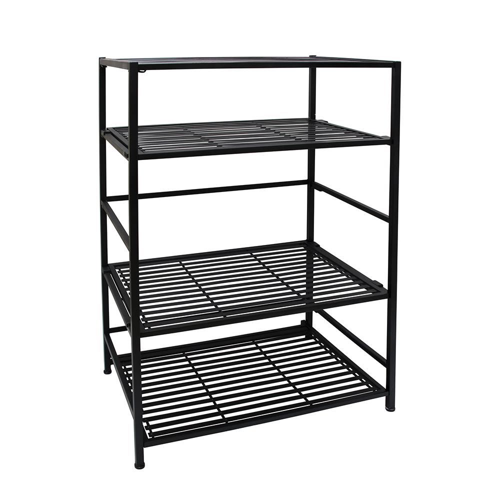 Pre Assembled Garage Shelves Racks Storage The Home Depot Flipshelf 4 Shelf Entertainment Center 24 25 In W X 34 H 18 D Steel