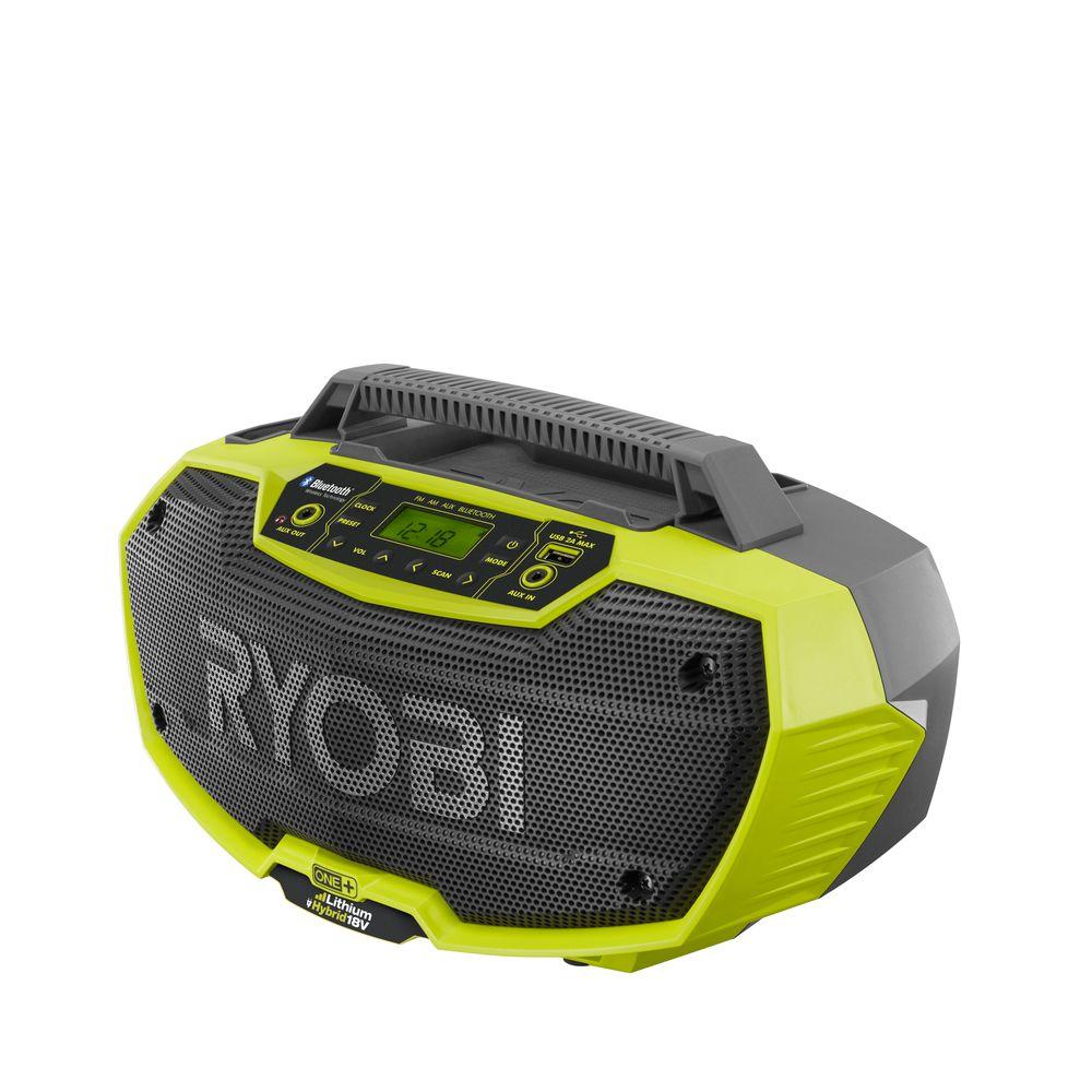 Ryobi One+ 18V AC DualPowered AM/FM Jobsite Stereo Wireless Bluetooth