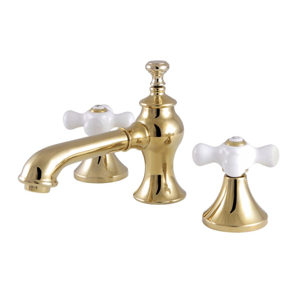 Kingston Brass Vintage 8 In Widespread 2 Handle Bathroom Faucet In   Polished Brass Kingston Brass Widespread Bathroom Sink Faucets Hkc7062px 64 1000 