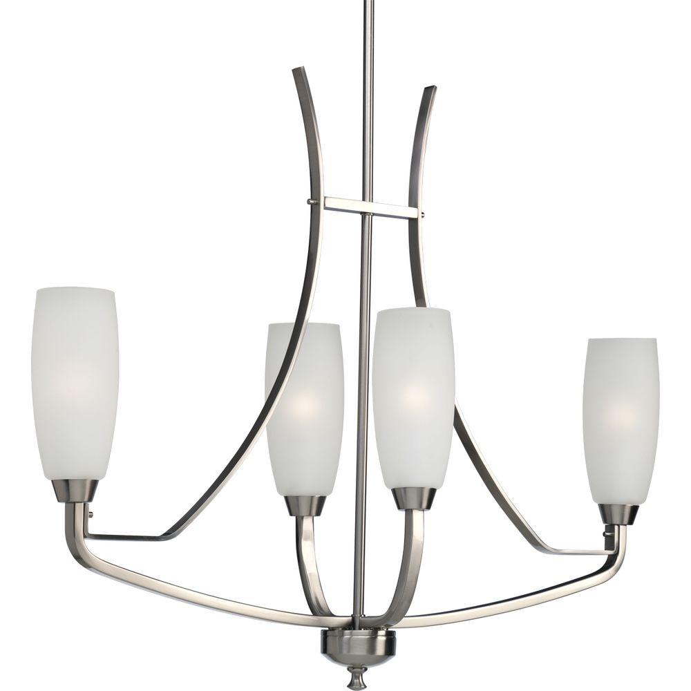 Progress Lighting Wisten 4 Light Brushed Nickel Chandelier With Progress Lighting Wisten 4 Light Brushed Nickel Chandelier With Etched Gl