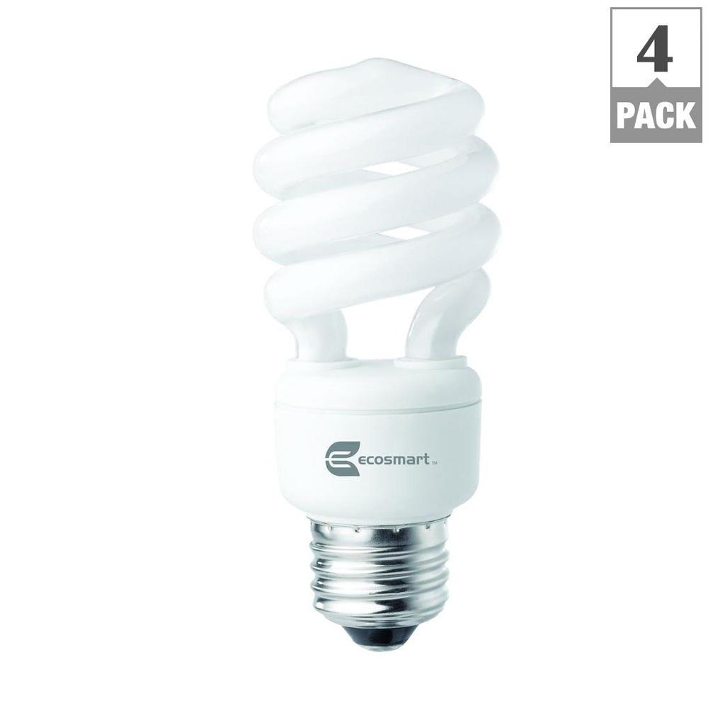 EcoSmart 60W Equivalent Soft White Spiral CFL Light Bulb 4PackESBM8144  The Home Depot