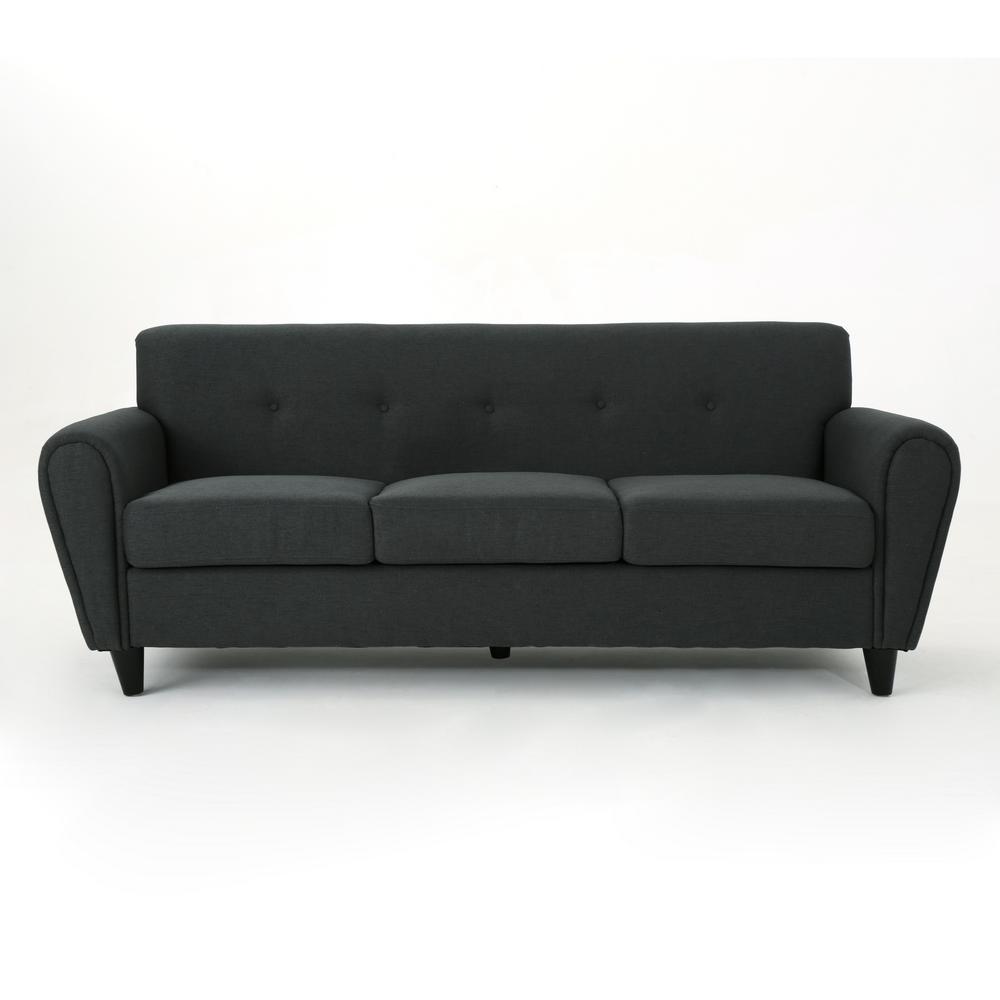 3 Seat Dark Gray Fabric Sofa