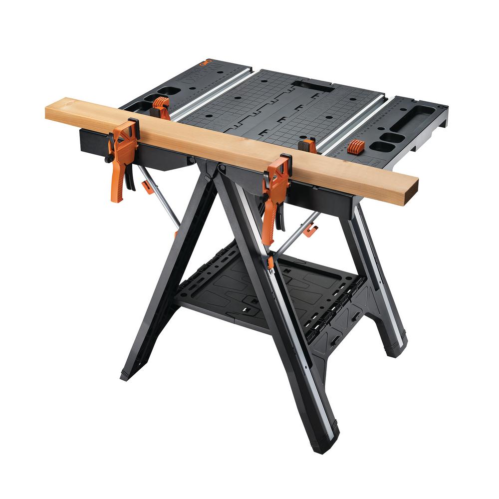 Worx Work Table Bench Sawhorse Saw Horse Clamps Holding 