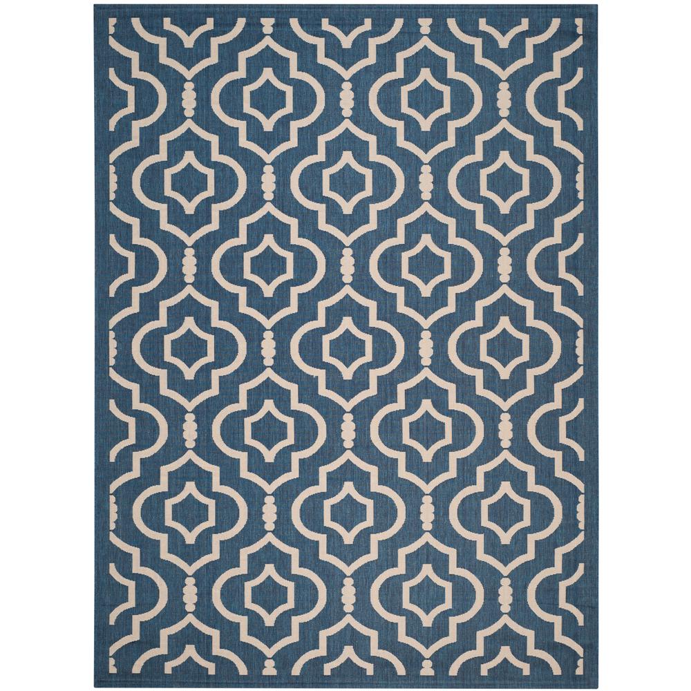 Safavieh Courtyard Navy/Beige 9 ft. x 12 ft. Indoor/Outdoor Area Rug