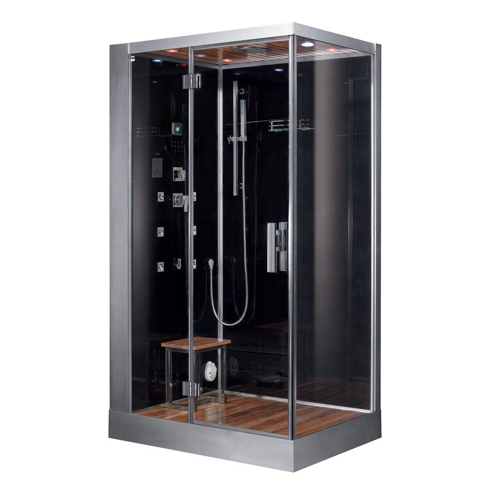 Ariel 47 in. x 35.4 in. x 89 in. Steam Shower Enclosure Kit in Black