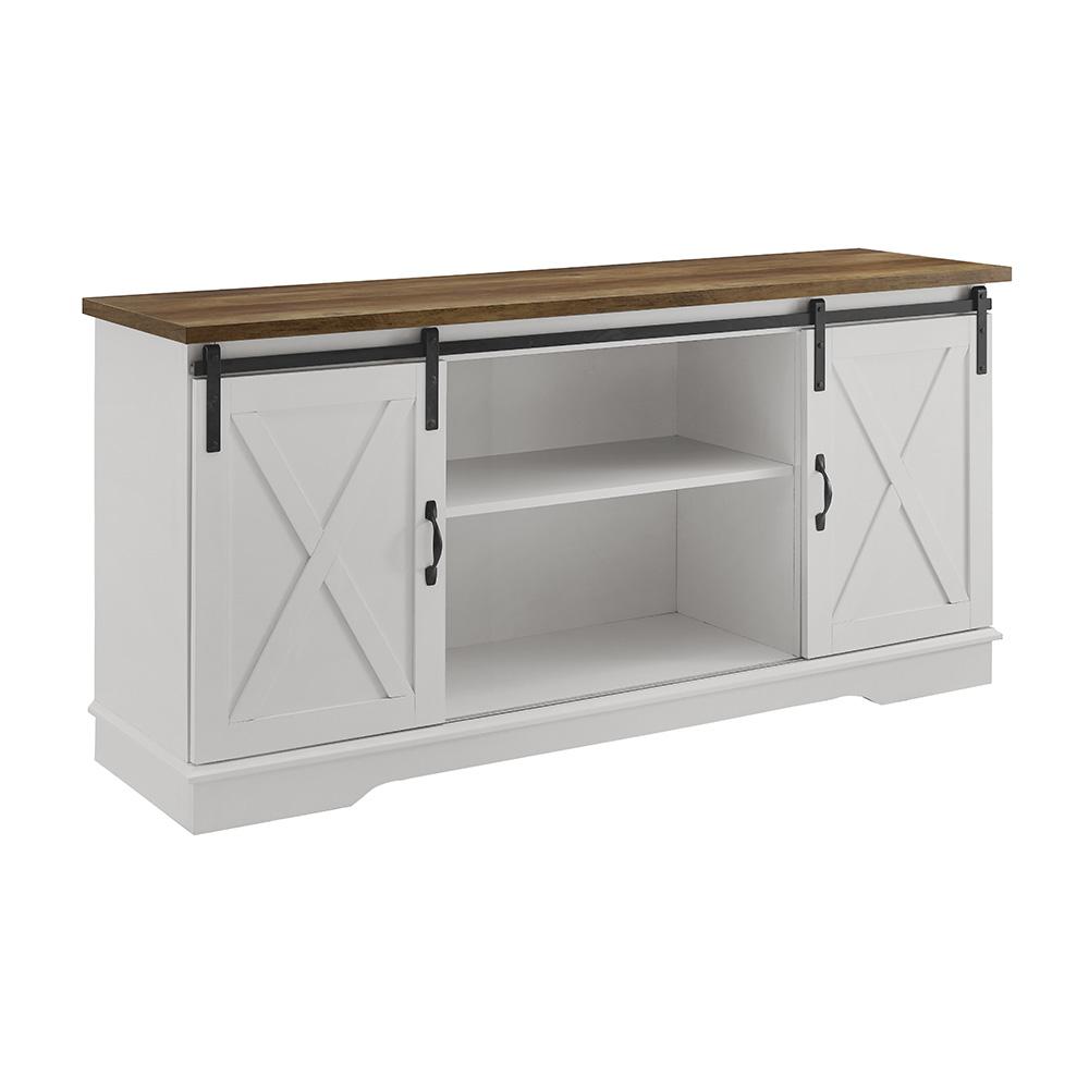 Walker Edison Furniture Company 58 In White And Rustic Oak