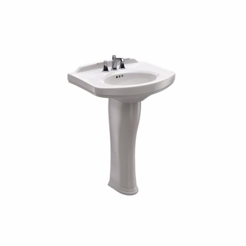 Dartmouth 24 In Pedestal Combo Bathroom Sink With 8 In Faucet Holes In Cotton White