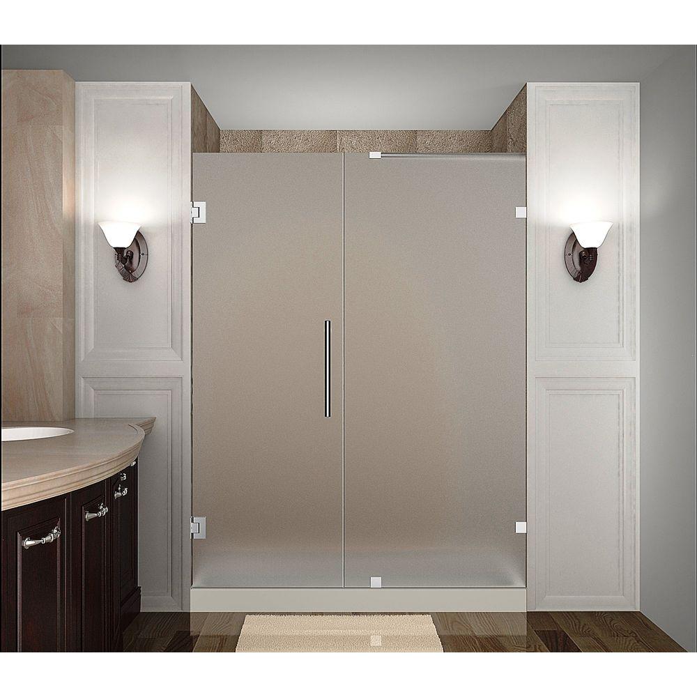 Aston Nautis 57 In X 72 In Completely Frameless Hinged Shower Door With Frosted Glass In