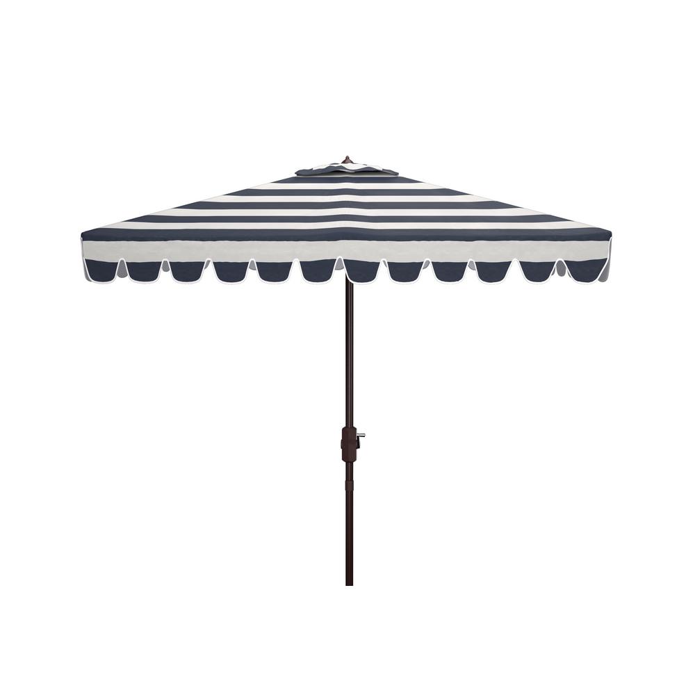 Safavieh Vienna 7 5 Ft Aluminum Market Tilt Patio Umbrella In Navy White Pat8411c The Home Depot