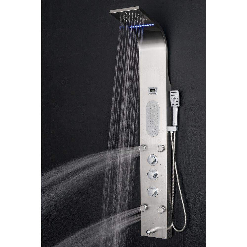 AKDY 58 in. 2Jet Shower Panel System in Stainless Steel with Rainfall