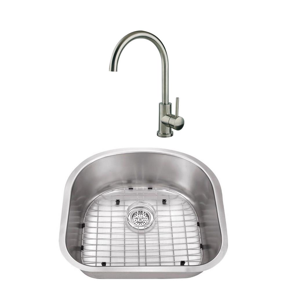 Cahaba Undermount Stainless Steel Kitchen Sink 23 1 4 In D Shape Undermount Stainless Steel Kitchen Sink 23 1 4 In D Shape Single Bowl Utility With Faucet Brushed Nickel