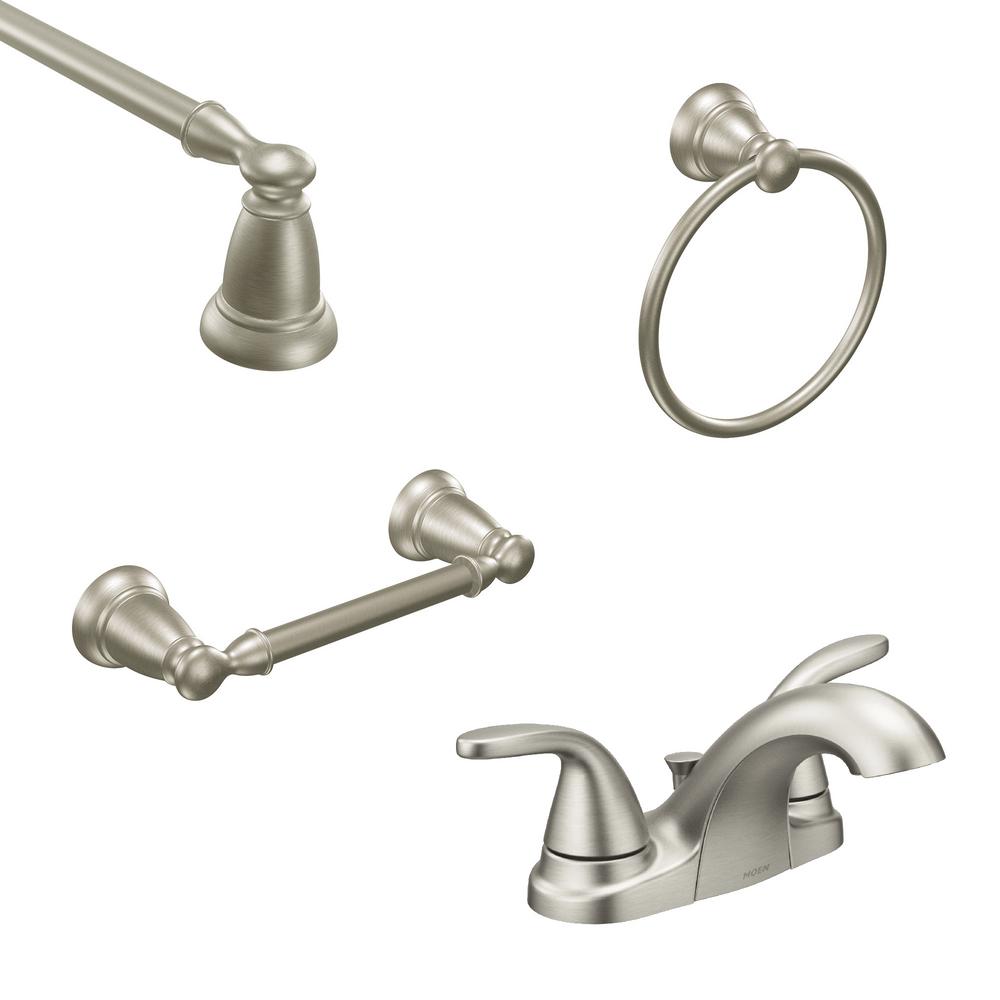 MOEN Adler 4 in. Centerset 2Handle Bathroom Faucet with 3Piece Bath