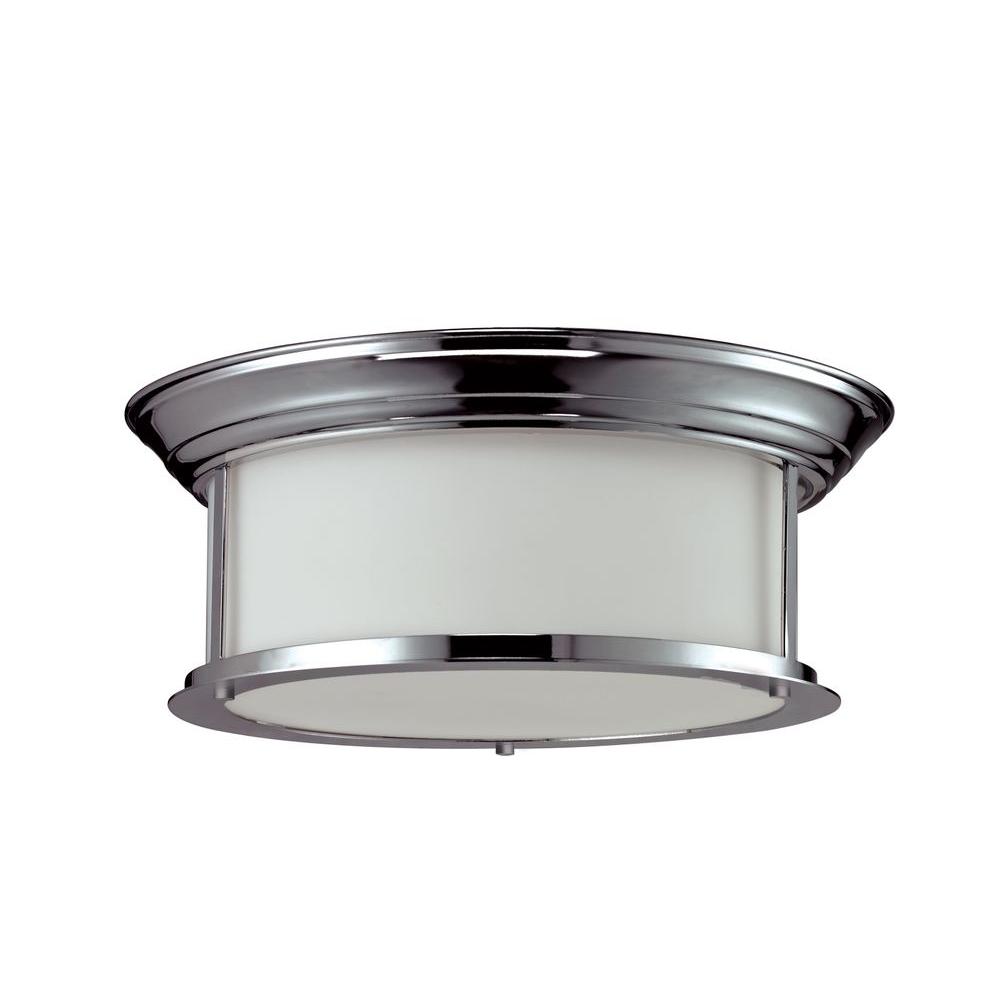 Filament Design Perry 3 Light Chrome Steel Nautical Ceiling Flush Mount With Matte Opal Glass Shades